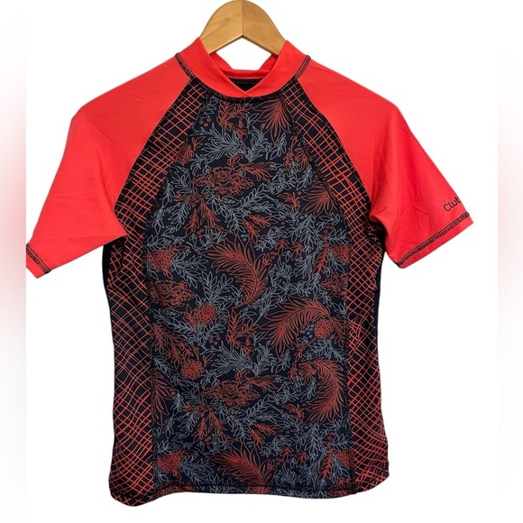 Women Red(light pink) and navy blue Swim Shirt 50 UFP size medium - Picture 1 of 6